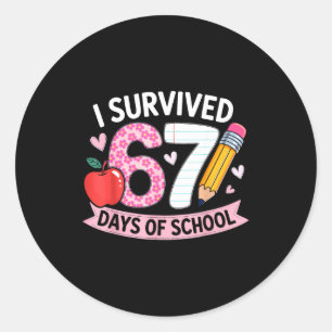 Pegatina Redonda Sobreviví 67 Días De Escuela Chistoso Meme Estudia