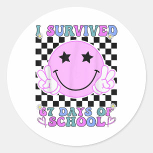 Pegatina Redonda Sobreviví 67 Días De Escuela Divertido 67 Meme Est