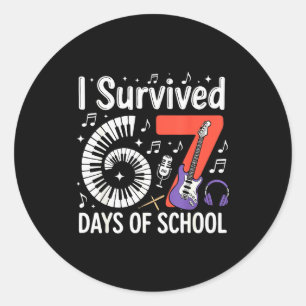 Pegatina Redonda Sobreviví 67 Días De Escuela - Maestros Estudiante