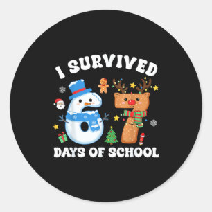 Pegatina Redonda Sobreviví 67 Días De Escuela Meme Divertido Seis S