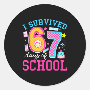 Pegatina Redonda Sobreviví 67 Días De Escuela Meme Seis Siete Maest