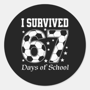 Pegatina Redonda Sobreviví 67 Días De Maestros De Escuela Estudiant