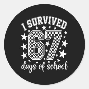 Pegatina Redonda Sobreviví 67 Días De Maestros Estudiantes _10