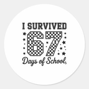 Pegatina Redonda Sobreviví 67 Días De Maestros Estudiantes De La Es