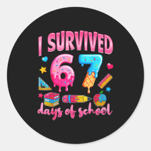 Pegatina Redonda Sobreviví 67 Días De Maestros Estudiantes De La Es