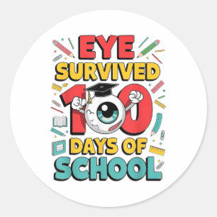 Pegatina Redonda Sobreviví A 100 Días De Ébola Divertida En La Escu