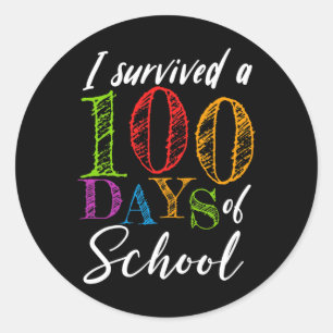 Pegatina Redonda Sobreviví A 100 Días De Escuela Para Profesores Y