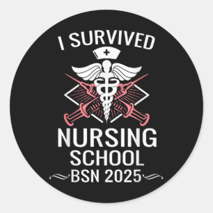 Pegatina Redonda Sobreviví A La Escuela De Enfermería Bsn Cl De 202