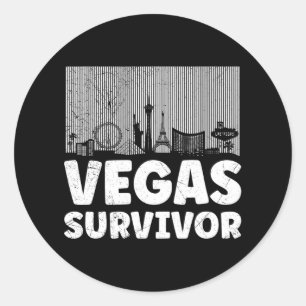 Pegatina Redonda Sobreviví a mi viaje a Las Vegas