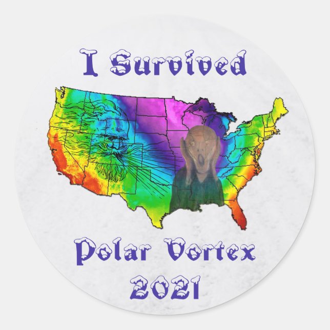 Pegatina Redonda Sobreviví a Vortex Polar 2021 (Anverso)