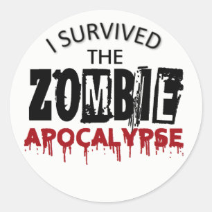 Pegatina Redonda Sobreviví al Apocalipsis zombie