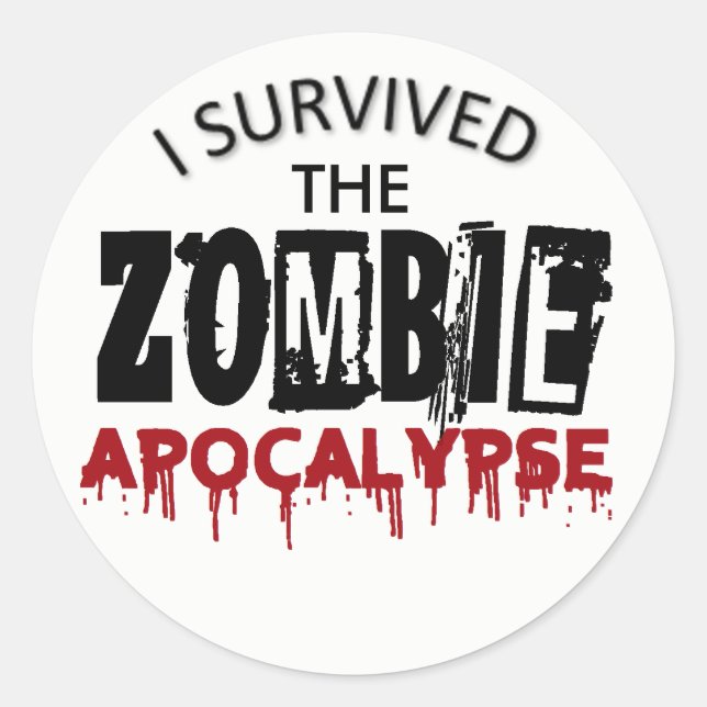 Pegatina Redonda Sobreviví al Apocalipsis zombie (Anverso)