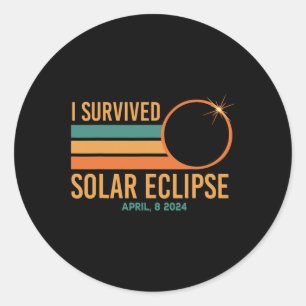 Pegatina Redonda Sobreviví al eclipse solar 8 de abril de 2024 Grac