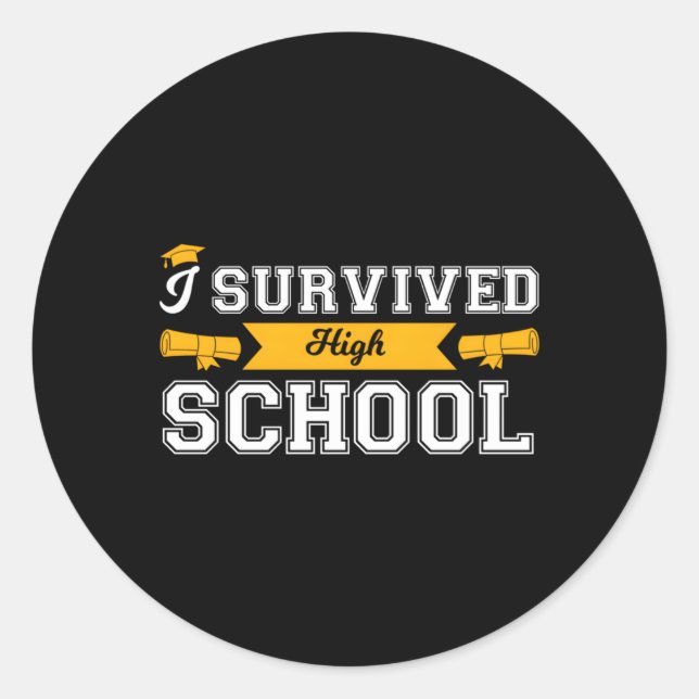 Pegatina Redonda Sobreviví al graduado de secundaria (Anverso)