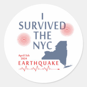 Pegatina Redonda Sobreviví Al Terremoto De Nyc