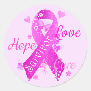Pegatina Redonda Sobreviviente Amor Esperanza Cure
