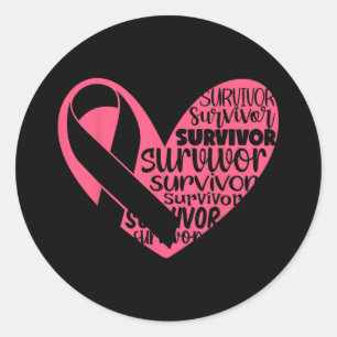 Pegatina Redonda Sobreviviente Conciencia del Cáncer de Mama Cardía