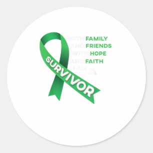 Pegatina Redonda Sobreviviente de cáncer de hígado Cinta verde