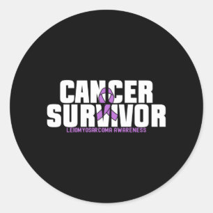 Pegatina Redonda Sobreviviente de cáncer de leiomiosarcoma masculin