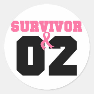 Pegatina Redonda Sobreviviente de cáncer de mama 2 años