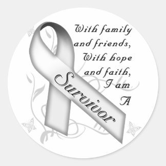 Pegatina Redonda Sobreviviente de cáncer de pulmón