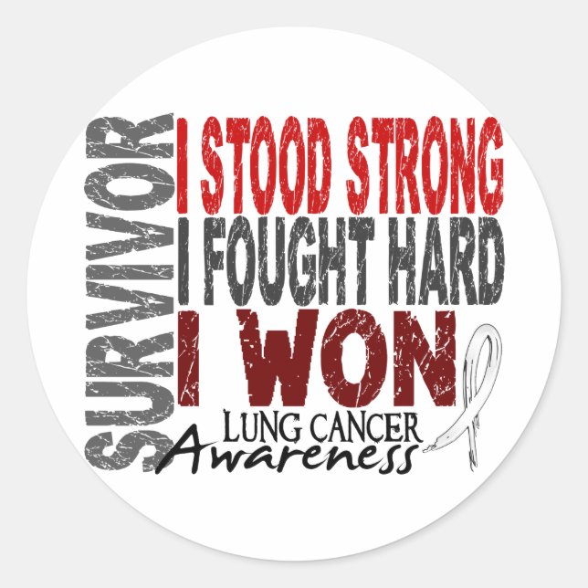 Pegatina Redonda Sobreviviente de cáncer de pulmón 4 (Anverso)
