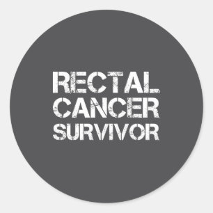 Pegatina Redonda Sobreviviente de cáncer de recto para la concienci