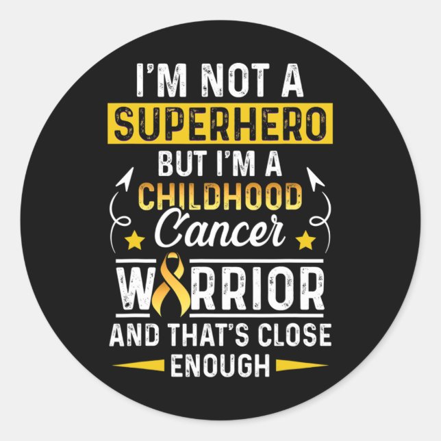 Pegatina Redonda Sobreviviente de cáncer infantil, no Warri De Apoy (Anverso)