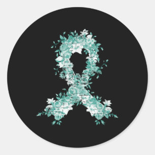Pegatina Redonda Sobreviviente de cáncer regalo Cinta Verde azulada