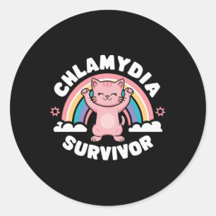 Pegatina Redonda Sobreviviente de Chlamydia
