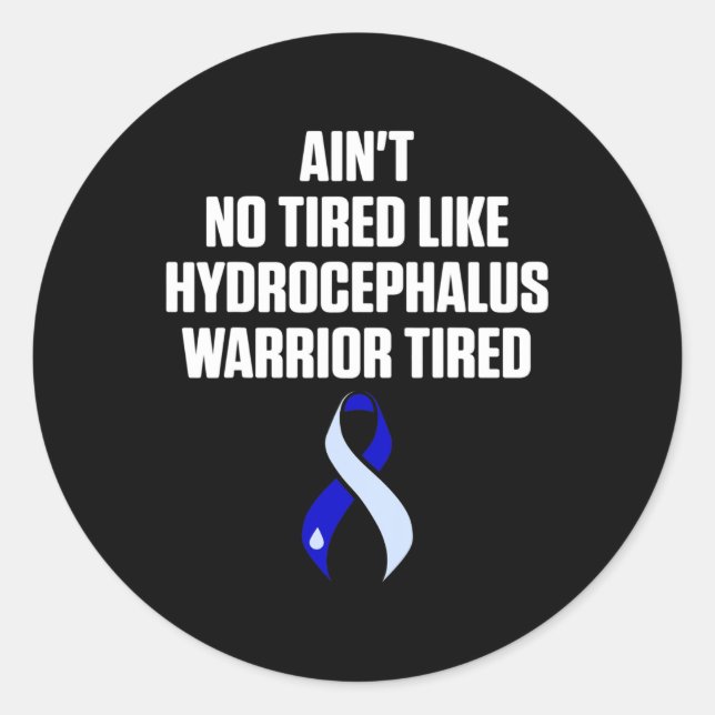 Pegatina Redonda Sobreviviente de Hydrocephalus Cansado Guerrero de (Anverso)