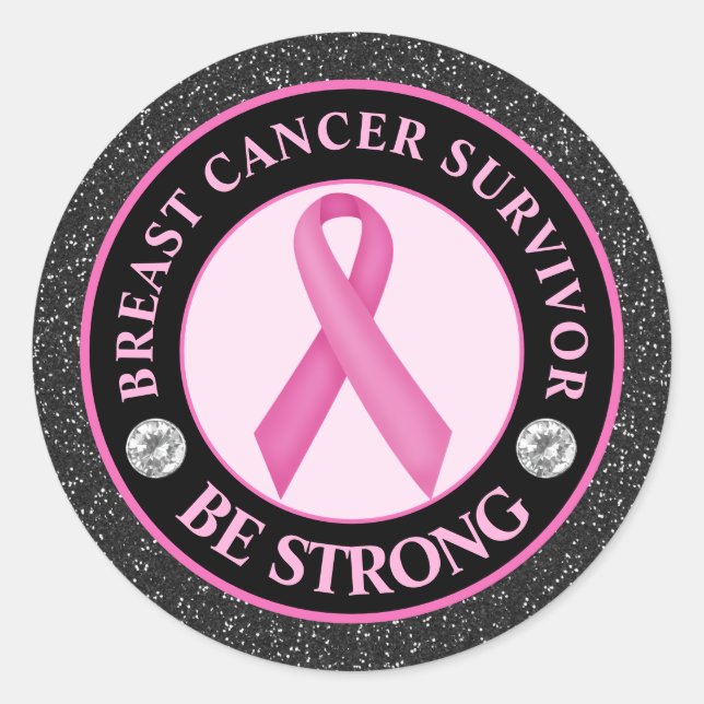 Pegatina Redonda Sobreviviente de la Cinta de Concienciación sobre  (Anverso)