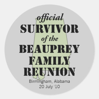 Pegatina Redonda Sobreviviente de la Reunión Familiar de Alabama (v