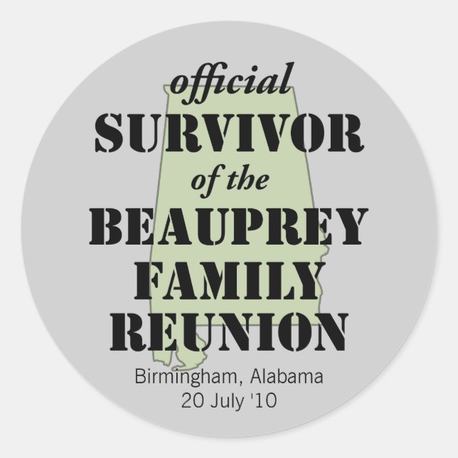 Pegatina Redonda Sobreviviente de la Reunión Familiar de Alabama (v (Anverso)