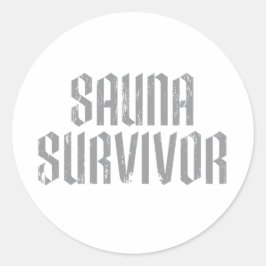 Pegatina Redonda Sobreviviente de la sauna 06