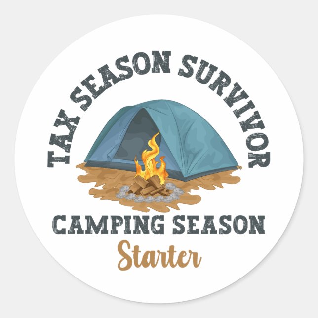 Pegatina Redonda Sobreviviente de temporada de impuestos, inicio de (Anverso)