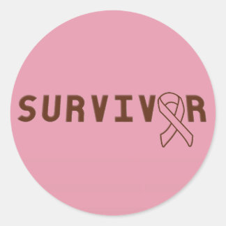 Pegatina Redonda Sobreviviente del cáncer de mama