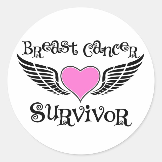 Pegatina Redonda Sobreviviente del cáncer de mama (Anverso)