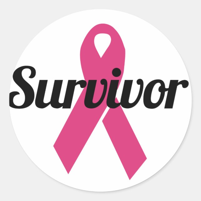 Pegatina Redonda Sobreviviente del cáncer de mama (Anverso)