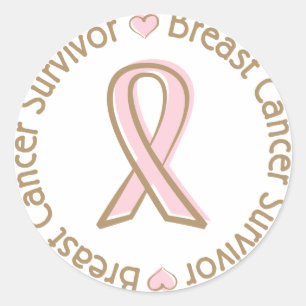 Pegatina Redonda Sobreviviente del cáncer de mama