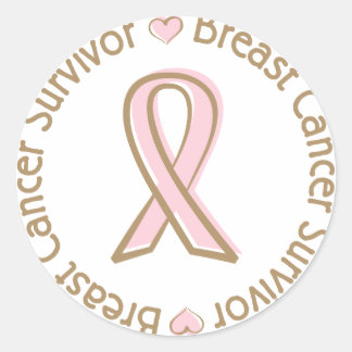 Pegatina Redonda Sobreviviente del cáncer de mama