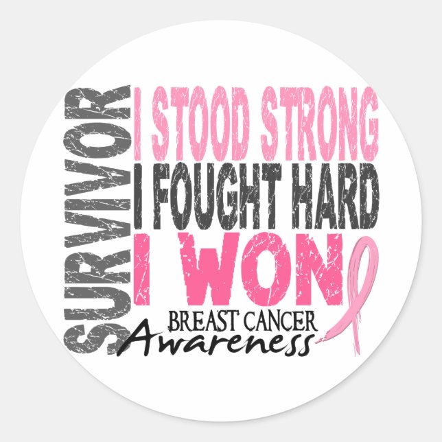 Pegatina Redonda Sobreviviente del cáncer de mama 4 (Anverso)