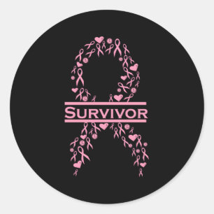 Pegatina Redonda Sobreviviente del cáncer de mama K Ribbon