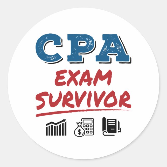 Pegatina Redonda Sobreviviente del examen CPA (Anverso)