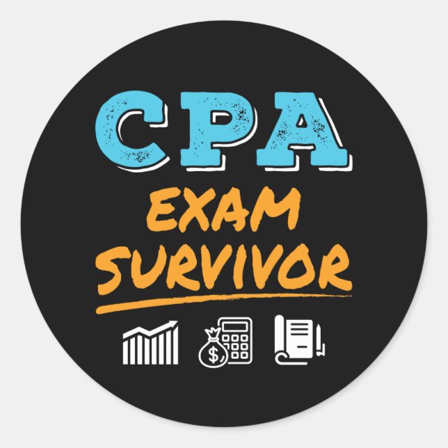 Pegatina Redonda Sobreviviente del examen CPA (Anverso)