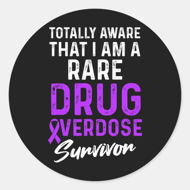 Pegatina Redonda Sobreviviente del guerrero de la sobredosis de dro (Anverso)