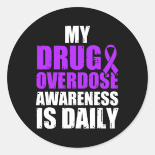 Pegatina Redonda Sobreviviente del guerrero de la sobredosis de dro