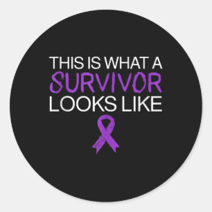 Pegatina Redonda Sobreviviente luchador Lupus Conciencia Mes Púrpur