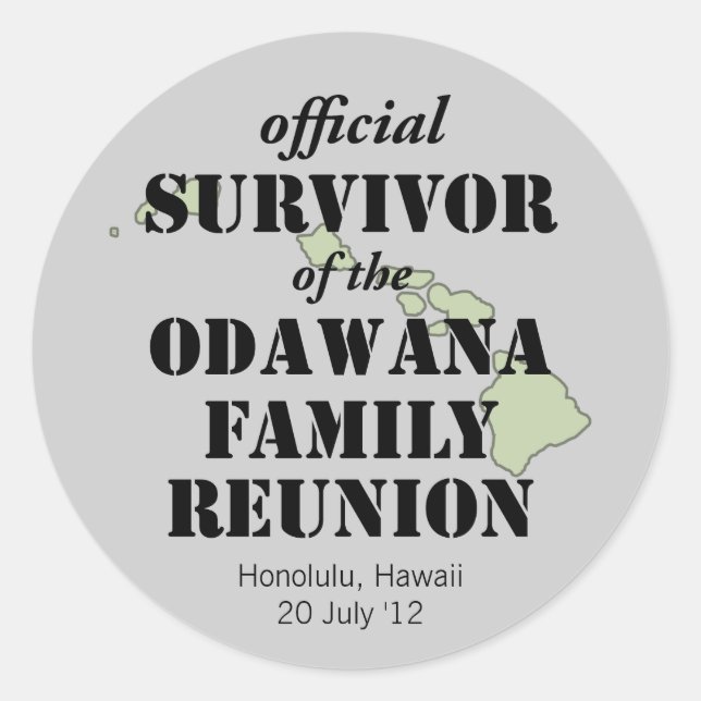 Pegatina Redonda Sobreviviente oficial de la Reunión Familiar - Ver (Anverso)