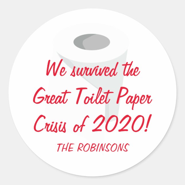 Pegatina Redonda ¡Sobrevivimos a 2020! Cuarentena divertida (Anverso)